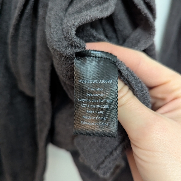 Barefoot Dreams Cozychic Ultra Lite Gray Rib Cardigan Carbon Gray Lounge - Picture 7 of 8